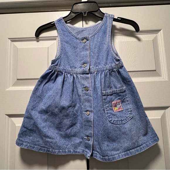 Vintage Lee Jeans Girls Denim Button Front Dress Size 4T Cute Jumper 90s - Picture 1 of 13